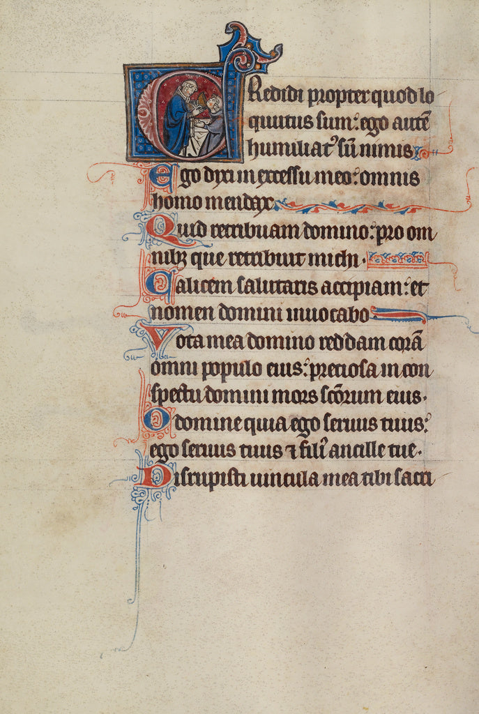 Bute Master:Initial C: A Priest Holding a Chalice for a Cler, Poster Print Wall Art
