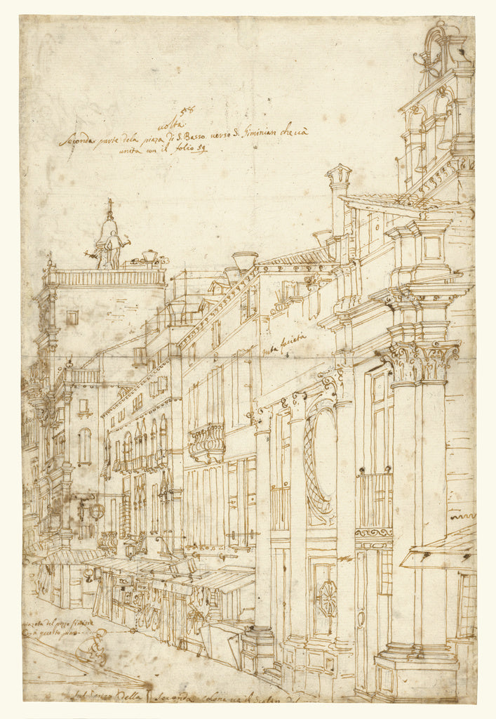 Canaletto :The Campo S. Basso: The North Side with the Churc, Poster Print Wall Art