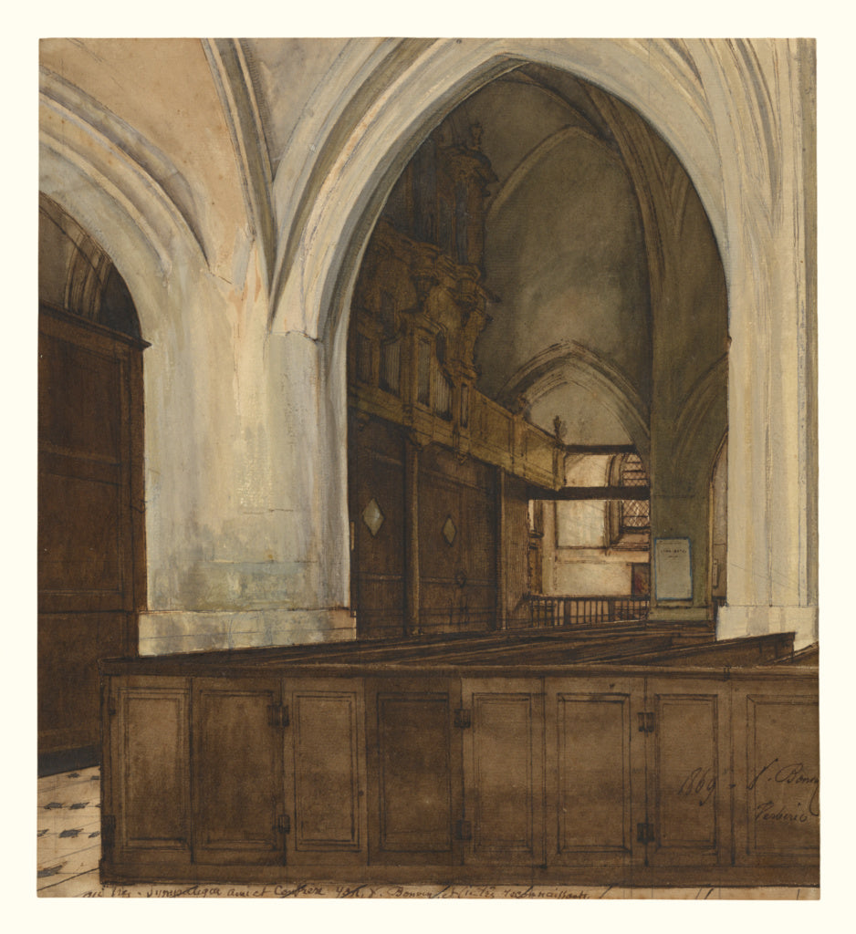 François Bonvin:Interior of Abbey of Aramont, Poster Print Wall Art