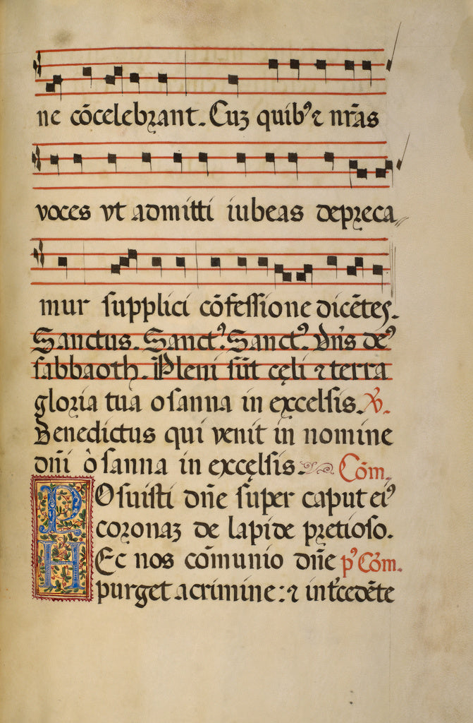 Fra Vincentius a Fundis:Decorated Initial P; Decorated Initi, Poster Print Wall Art