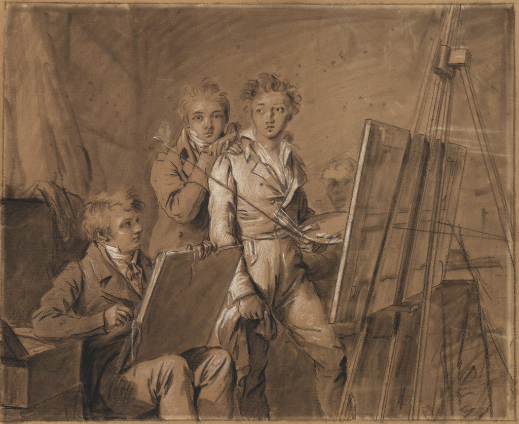 Louis-Léopold Boilly:Three Young Artists in a Studio, Poster Print Wall Art