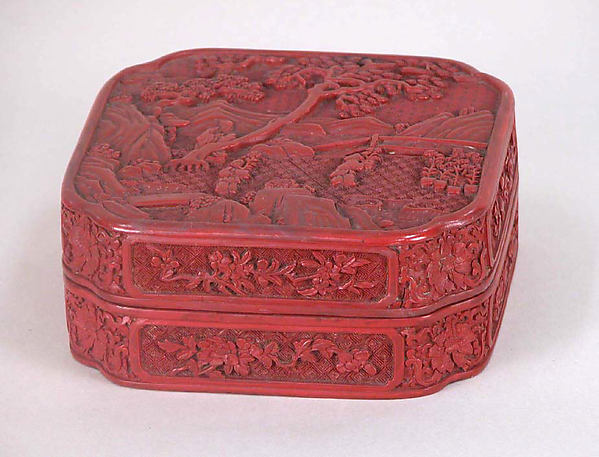 ,Box with figures in a landscape 19th cent,16x12