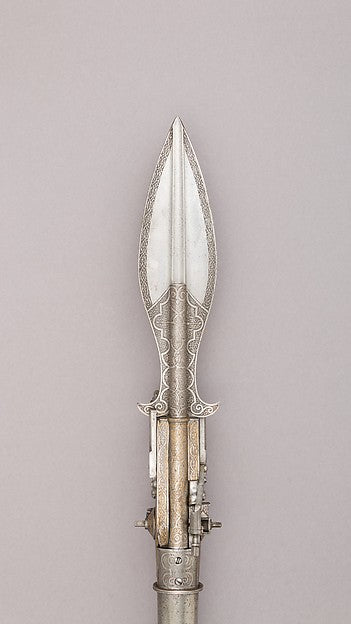 Boar Spear with Double Barrel Wheellock Pistol c1575,  Poster Print