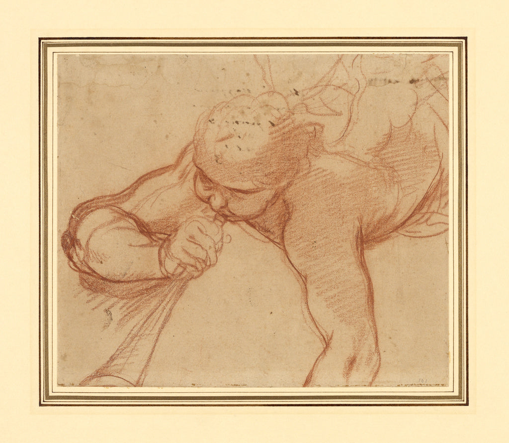 Mattia Preti:An Angel Blowing a Trumpet (recto); The Virgin , Poster Print Wall Art