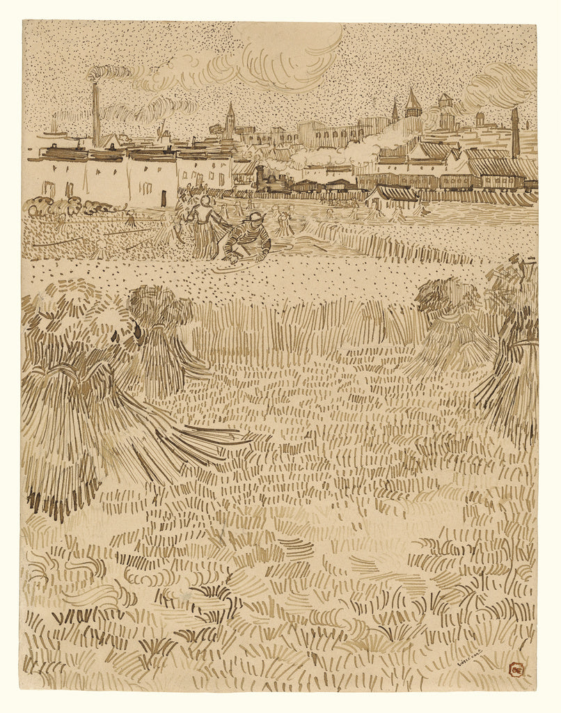 Vincent van Gogh:Arles:  View from the Wheatfields,16x12"(A3)Poster