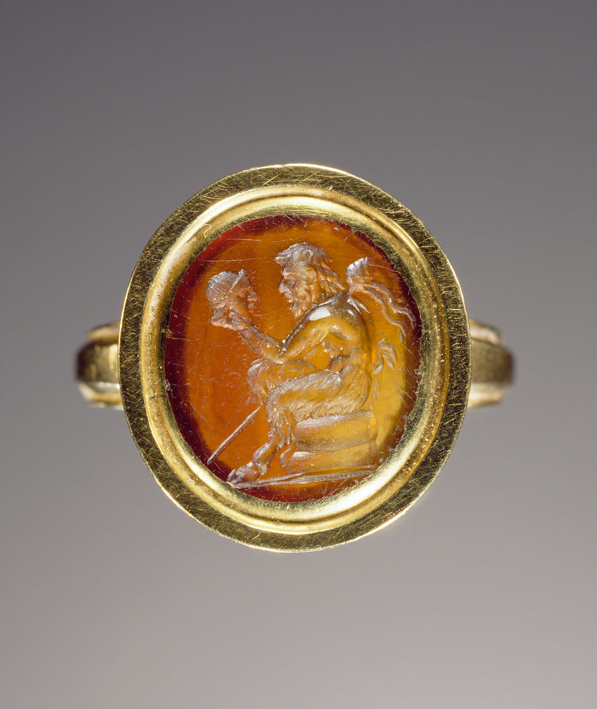 Unknown:Engraved gem set in a modern ring, Poster Print Wall Art