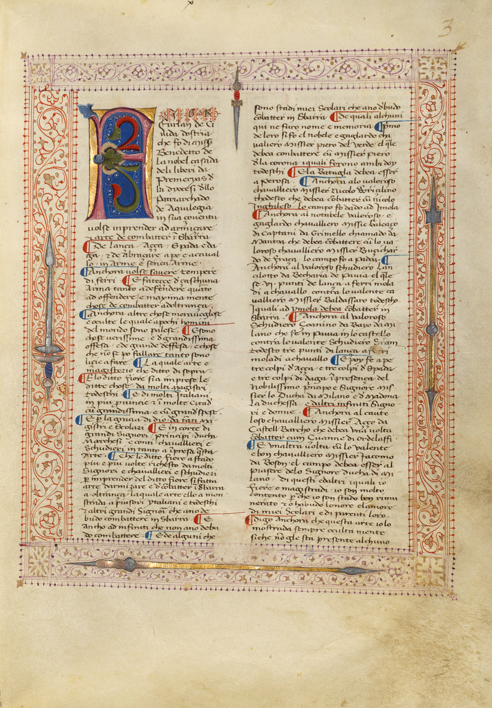 Fiore Furlan dei Liberi da Premariacco:Decorated Text Page, Poster Print Wall Art