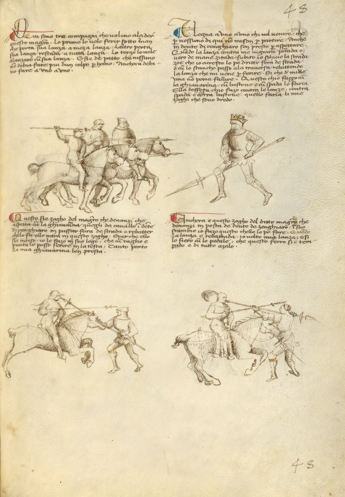 Fiore Furlan dei Liberi da Premariacco:Combat against an Equ, Poster Print Wall Art