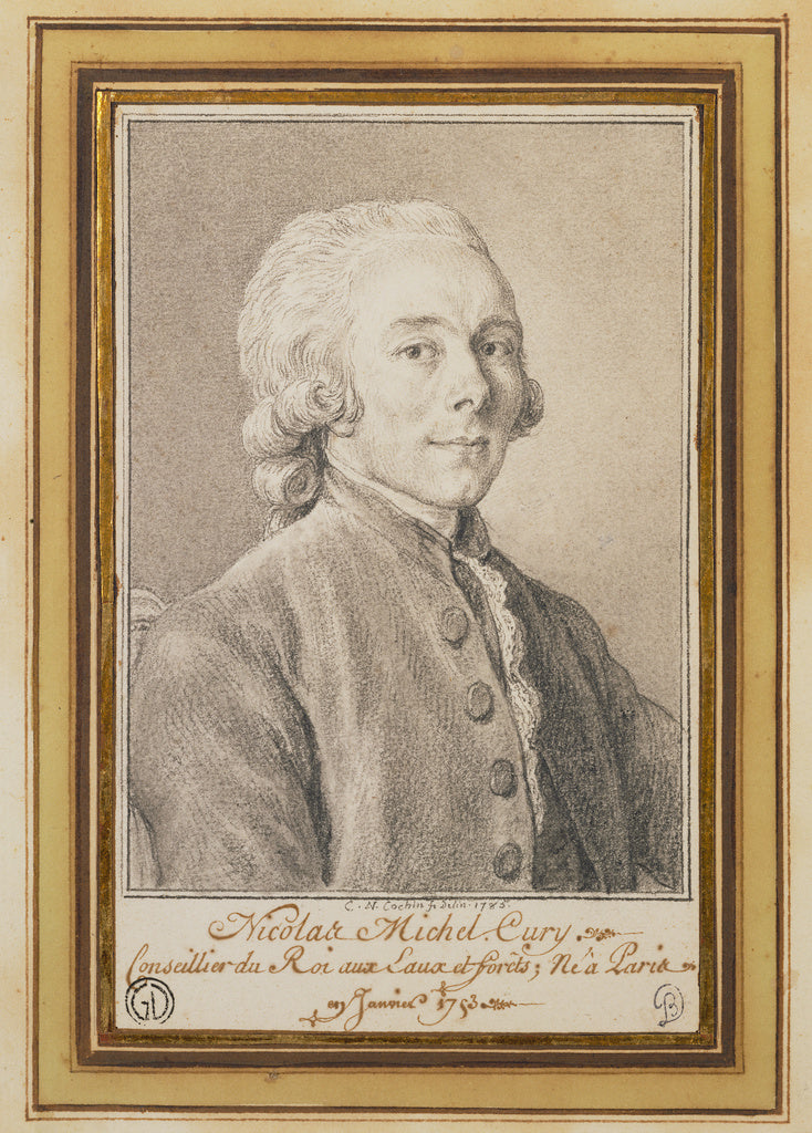 Charles-Nicolas Cochin II:Portrait of Nicolas Michel Cury, Poster Print Wall Art