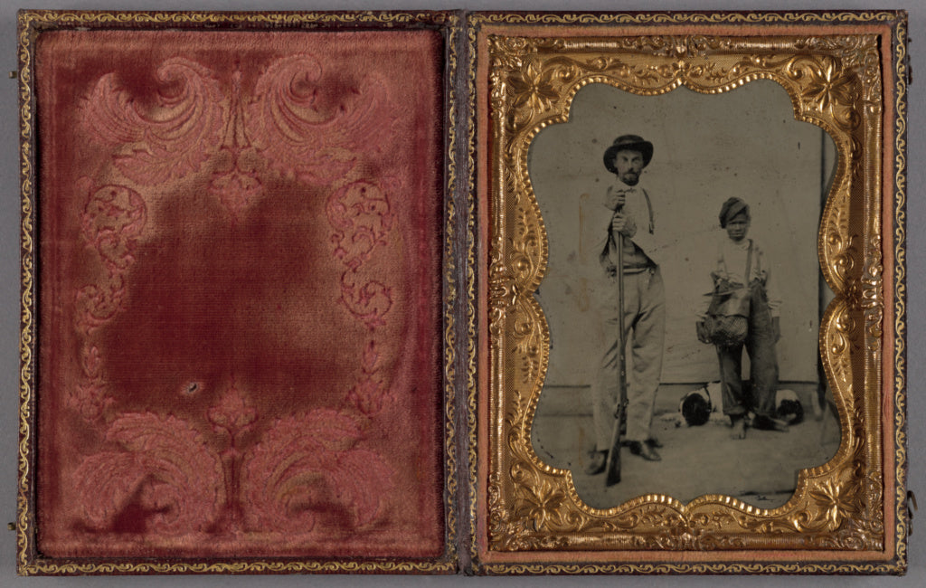 Unknown:[Man with Rifle and Young Boy], Poster Print Wall Art