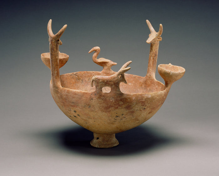 Unknown:Red-Polished Ware Bowl with Modeled Figures,16x12