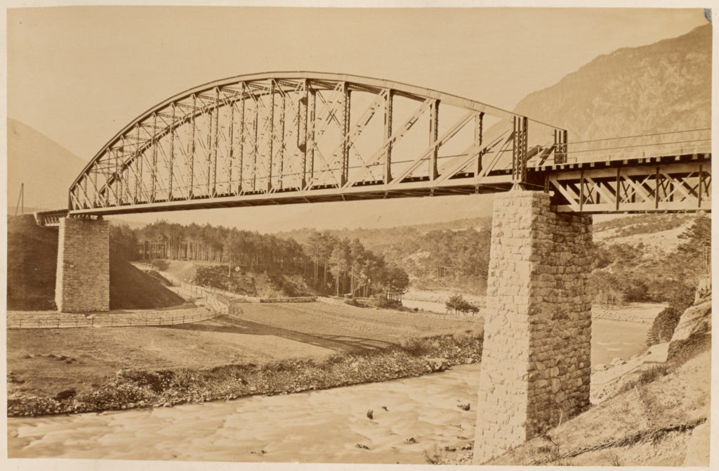 Carl Alfred Czichna:Brücke über die Oetzthaler Ache, Poster Print Wall Art