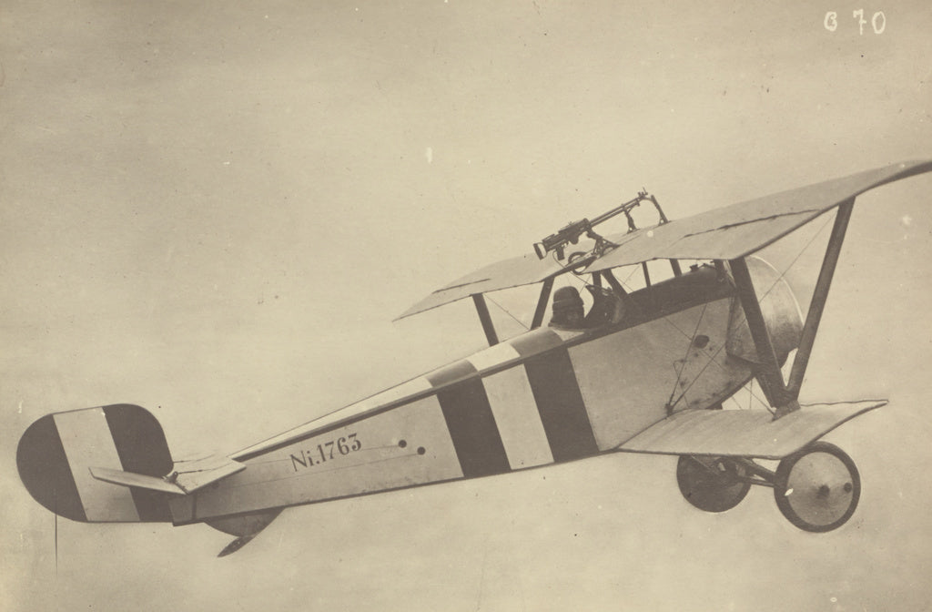 Fédèle Azari:[Profile of a flying Nieuport 17 (airplane)], Poster Print Wall Art
