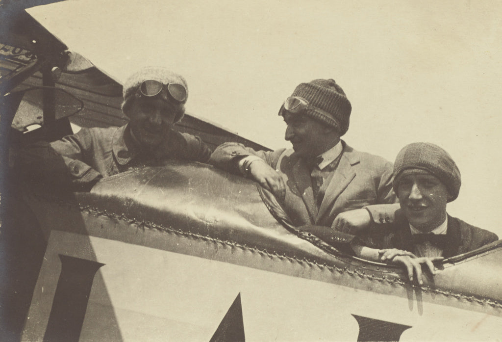 Fédèle Azari:[Three men in the cockpit of an airplane], Poster Print Wall Art