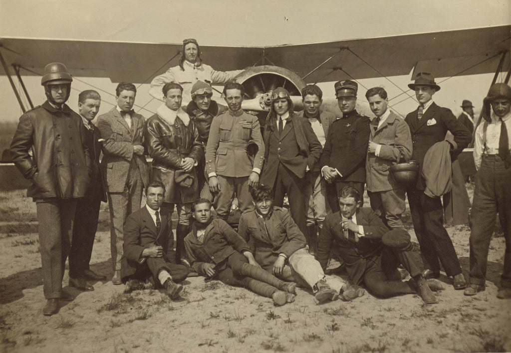 Fédèle Azari:[Group posed around the Caproni Ca. 3 airplan,16x12"(A3)Poster