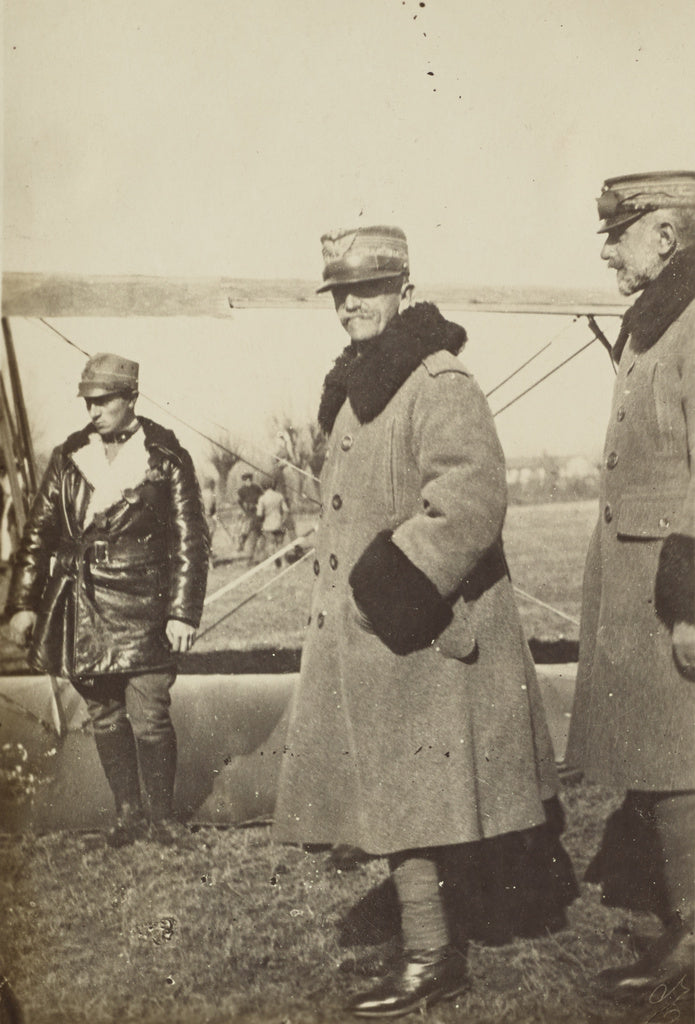 Fédèle Azari:[Three men next to the wing of an airplane], Poster Print Wall Art