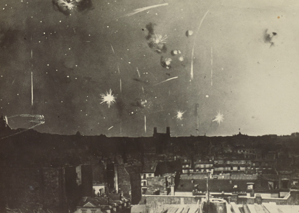Fédèle Azari:[Bombs over low buildings], Poster Print Wall Art