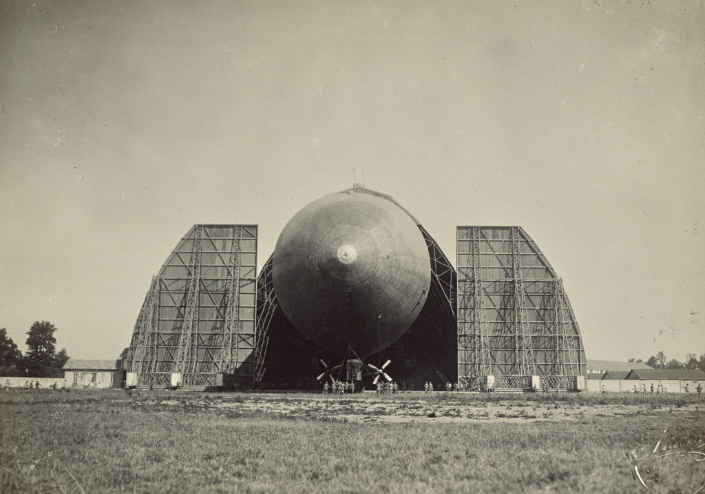 Fédèle Azari:[Blimp coming out of hanger], Poster Print Wall Art