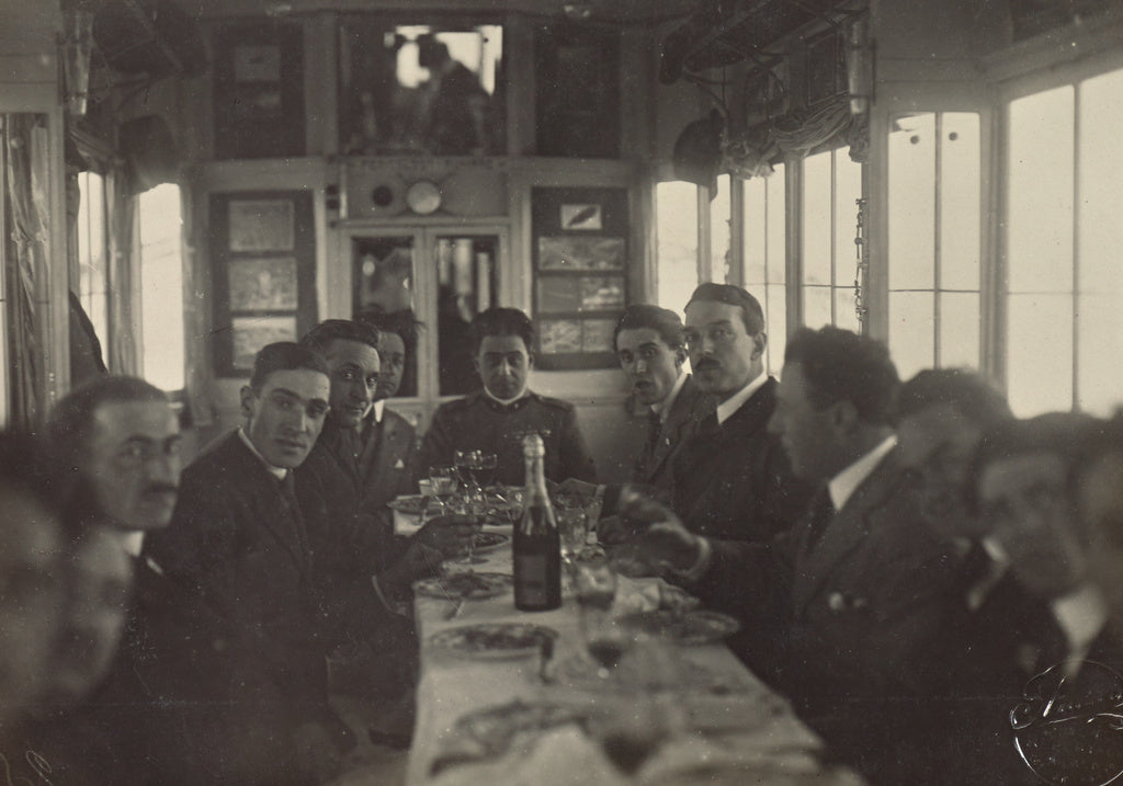 Fédèle Azari:[Men seated around a table], Poster Print Wall Art