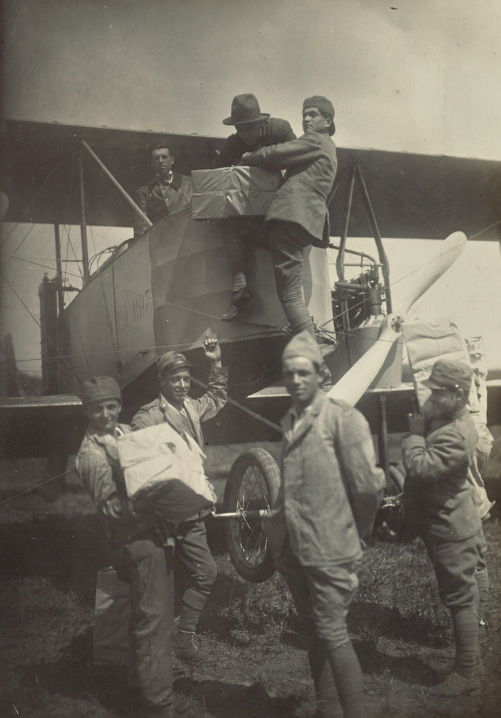 Fédèle Azari:[Group congregating around an airplane],16x12"(A3)Poster