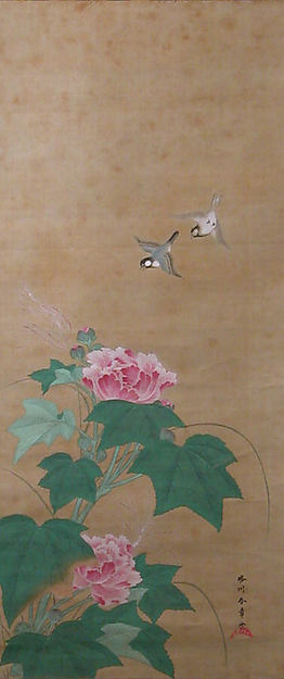 Rose Mallow 18th cent-Katsukawa Shunsh,Classic Ming China Image,  Poster Print