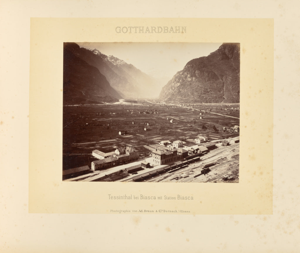 Adolphe Braun & Cie:Gotthardbahn: Tessinthal bei Biasca mit , Poster Print Wall Art