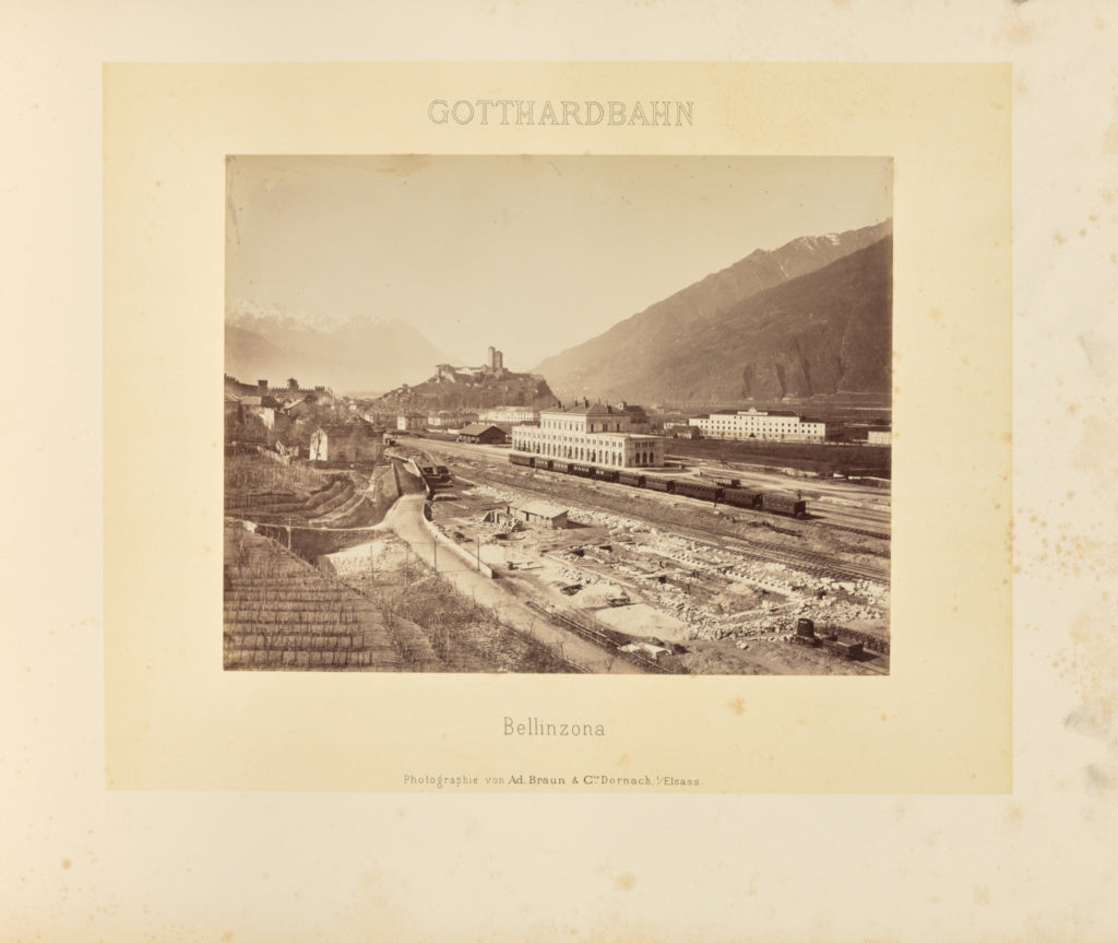 Adolphe Braun & Cie:Gotthardbahn: Bellinzona, Poster Print Wall Art