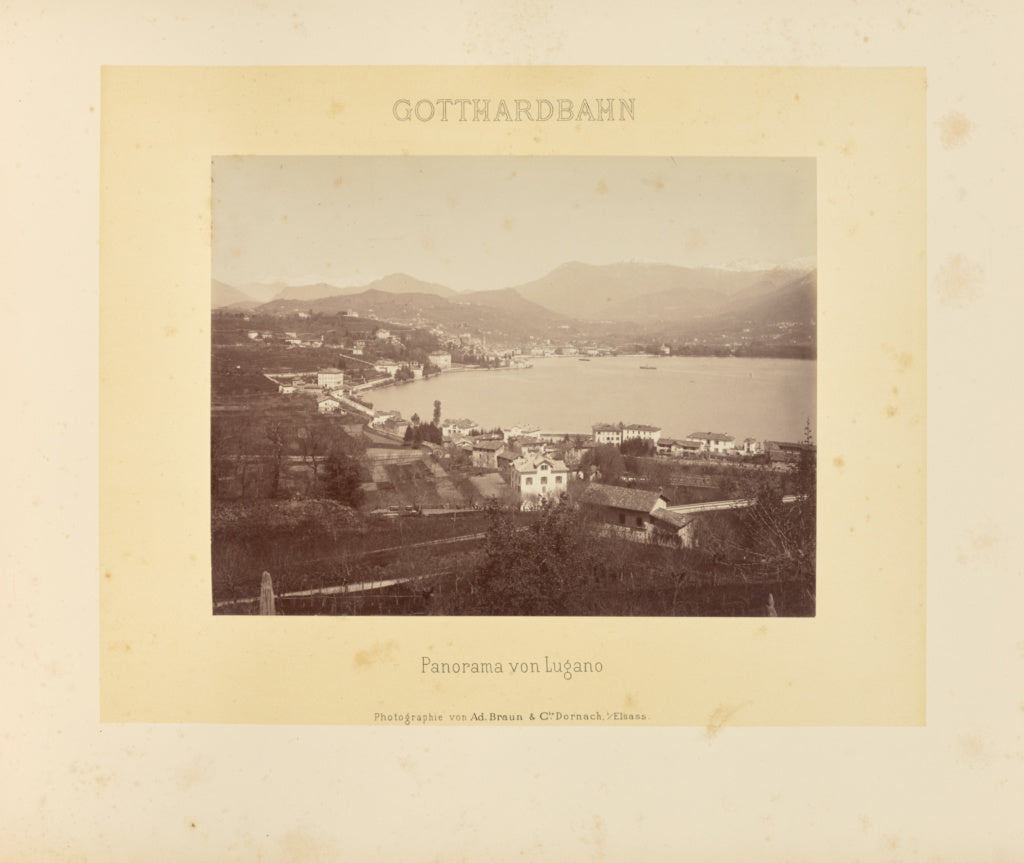 Adolphe Braun & Cie:Gotthardbahn: Panorama von Lugano, Poster Print Wall Art