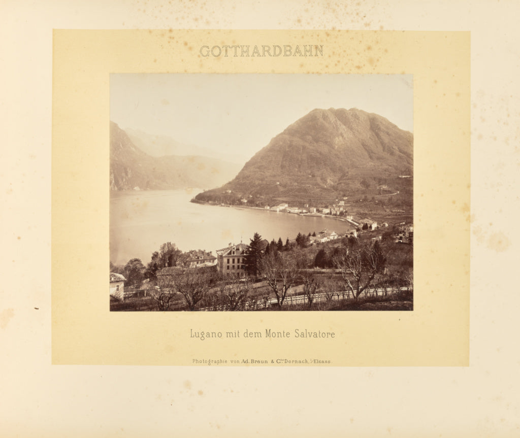 Adolphe Braun & Cie:Gotthardbahn: Lugano mit dem Monte Salva, Poster Print Wall Art