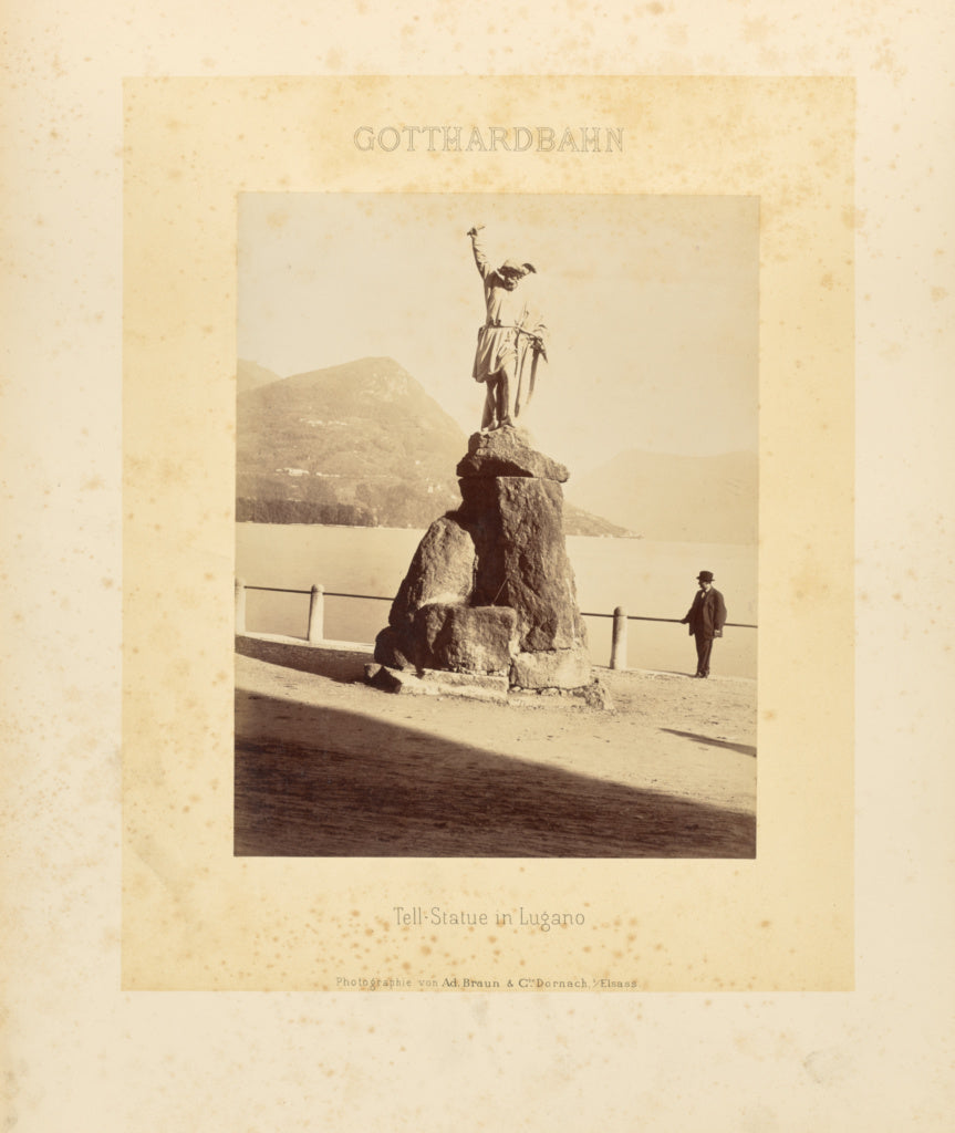 Adolphe Braun & Cie:Gotthardbahn: Tell-Statue in Lugano, Poster Print Wall Art