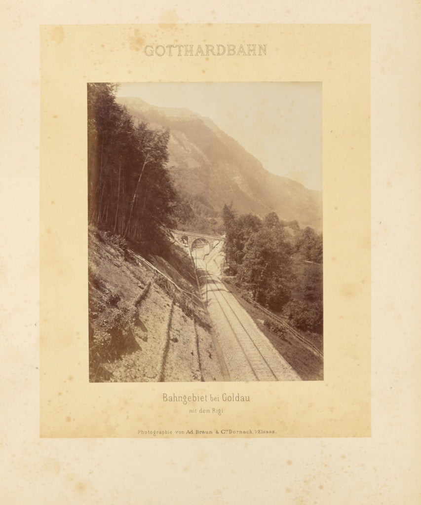 Adolphe Braun & Cie:Gotthardbahn: Bahngebiet bei Goldau mit , Poster Print Wall Art