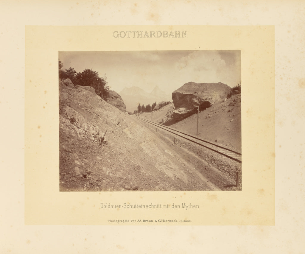 Adolphe Braun & Cie:Gotthardbahn: Goldauer-Schutteinschnitt , Poster Print Wall Art