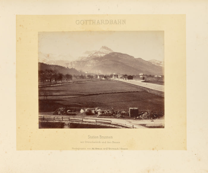 Adolphe Braun & Cie:Gotthardbahn: Station Brunnen mit Urirot,16x12