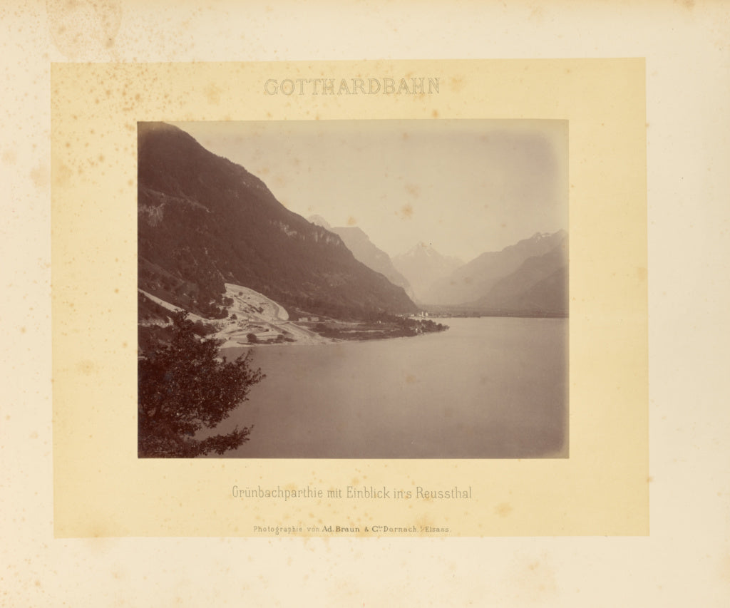 Adolphe Braun & Cie:Gotthardbahn: Grünbachparthie mit Einbl, Poster Print Wall Art