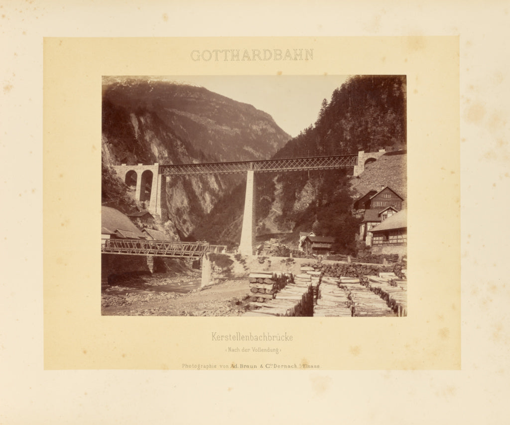 Adolphe Braun & Cie:Gotthardbahn: Kerstellenbachbrücke (Nac, Poster Print Wall Art