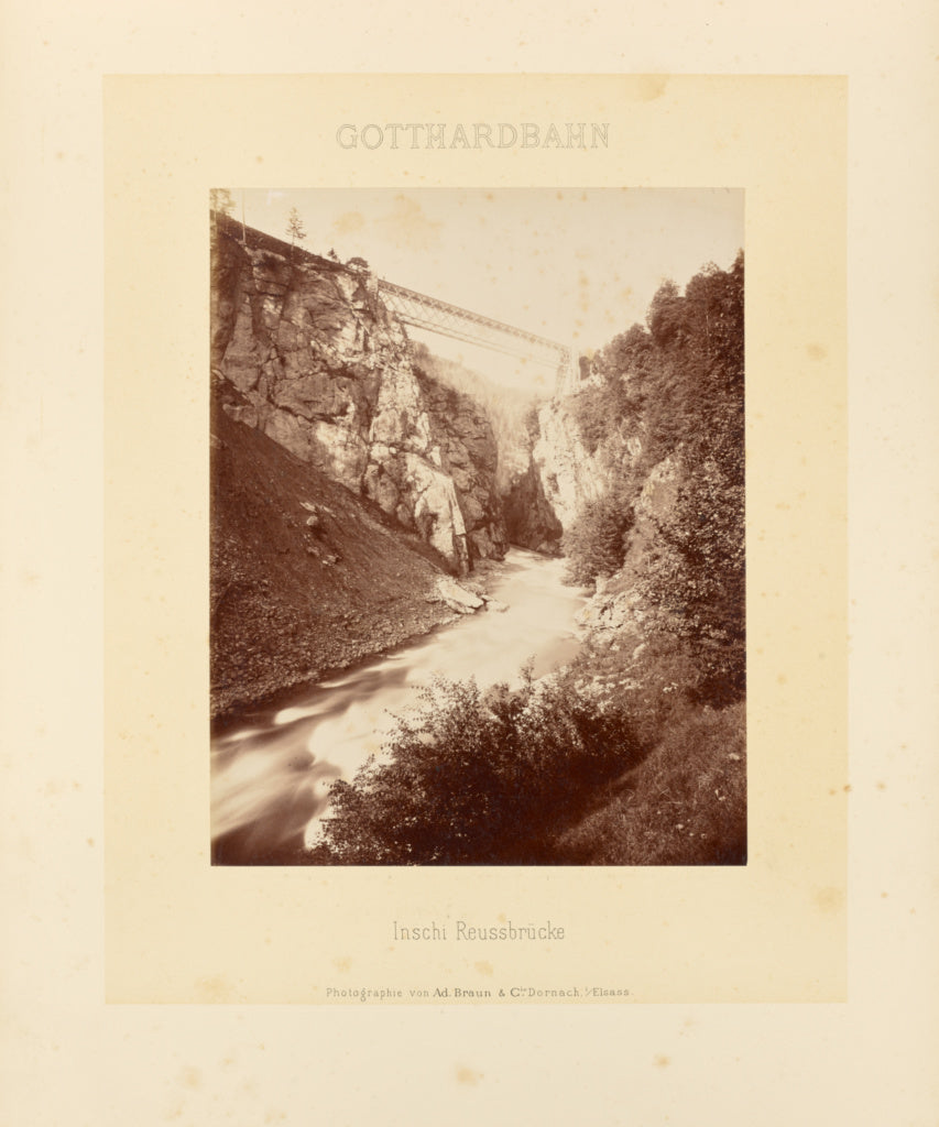Adolphe Braun & Cie:Gotthardbahn: Inschi Reussbrücke, Poster Print Wall Art