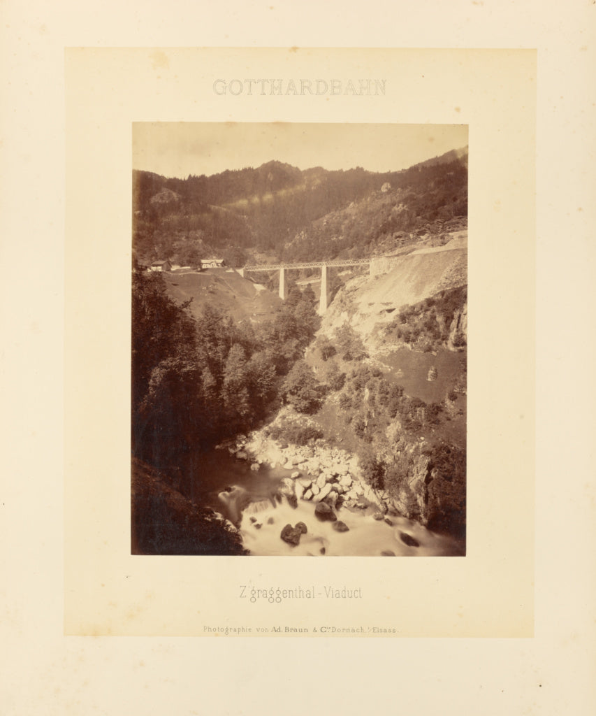 Adolphe Braun & Cie:Gotthardbahn: Zigraggenthal-Viaduct, Poster Print Wall Art