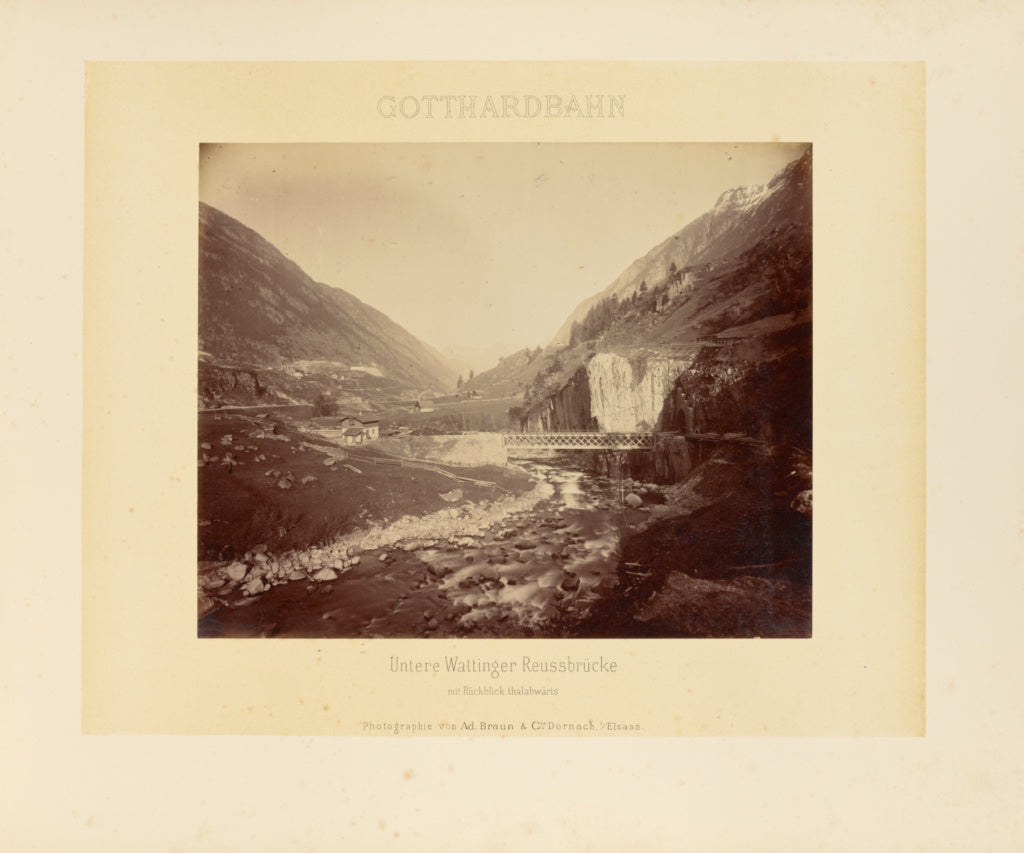 Adolphe Braun & Cie:Gotthardbahn: Untere Wattinger Reussbrü,16x12"(A3)Poster