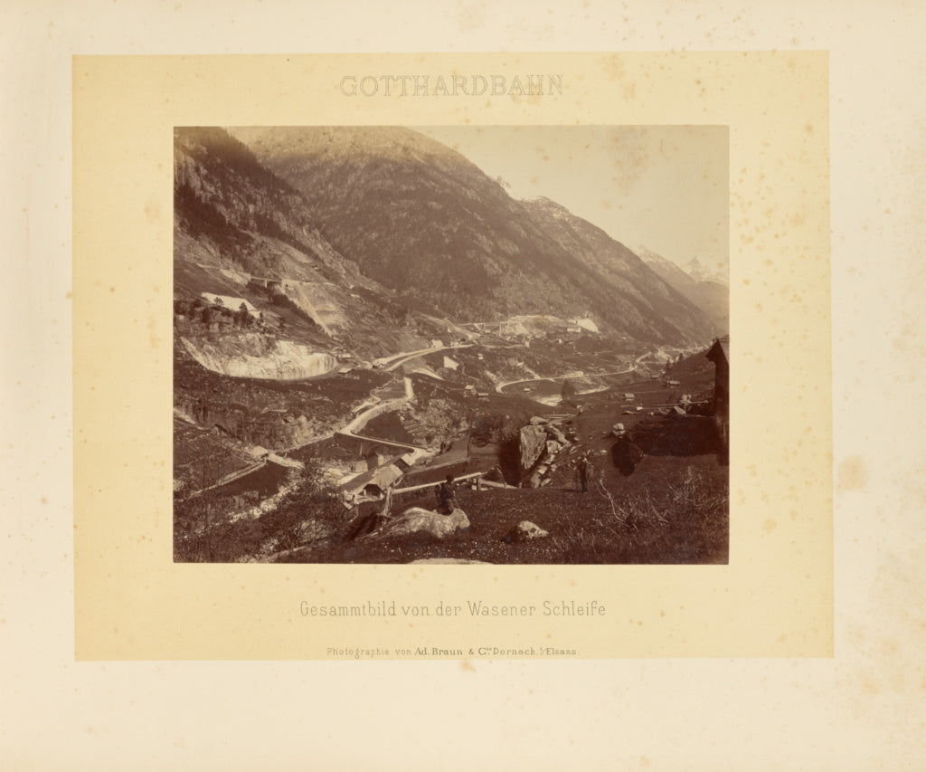 Adolphe Braun & Cie:Gotthardbahn: Gesammtbild von der Wasene, Poster Print Wall Art