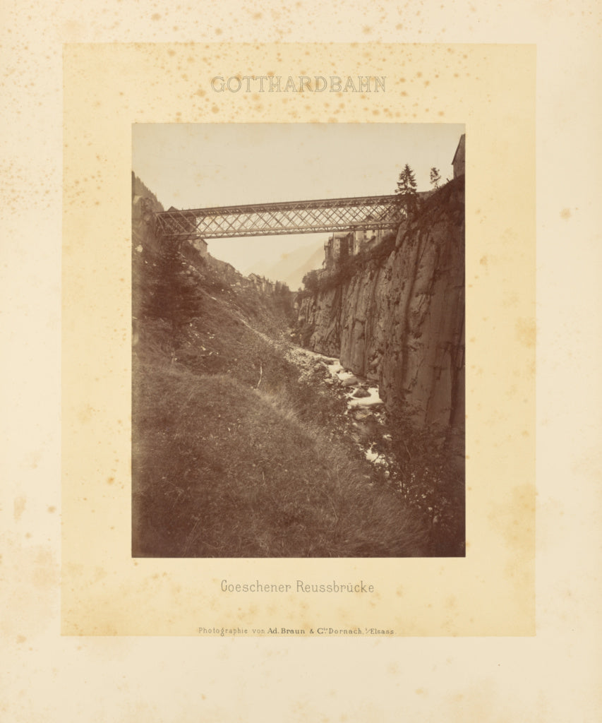 Adolphe Braun & Cie:Gotthardbahn: Goeschener [sic] Reussbrü, Poster Print Wall Art