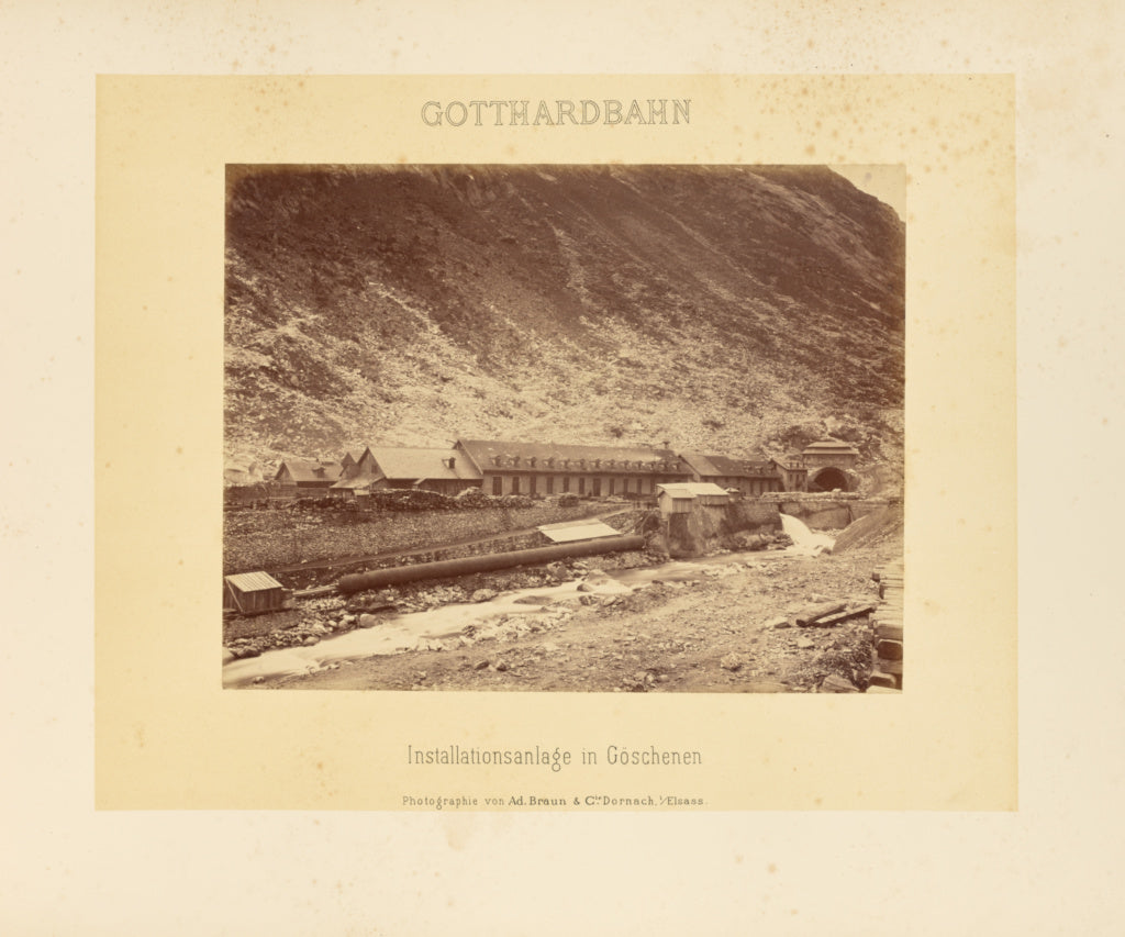 Adolphe Braun & Cie:Gotthardbahn: Installationsanlage in Gö, Poster Print Wall Art