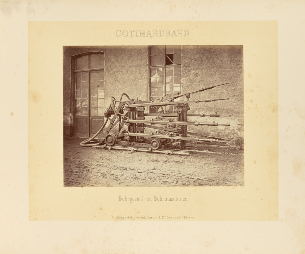 Adolphe Braun & Cie:Gotthardbahn: Bohrgestell mit Bohrmaschi, Poster Print Wall Art
