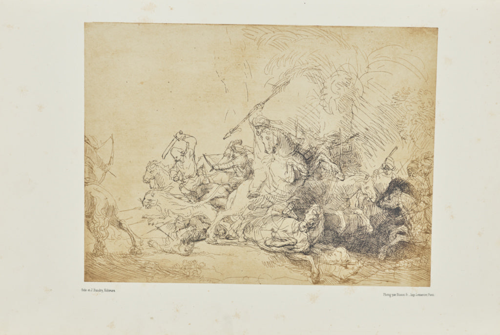 Bisson Frères:[The large lion hunt], Poster Print Wall Art