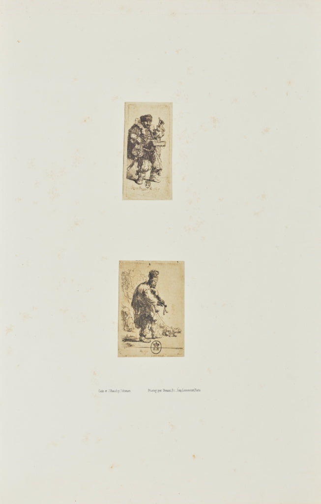 Bisson Frères:[Two etchings by Rembrandt: "The Quacksalver", Poster Print Wall Art