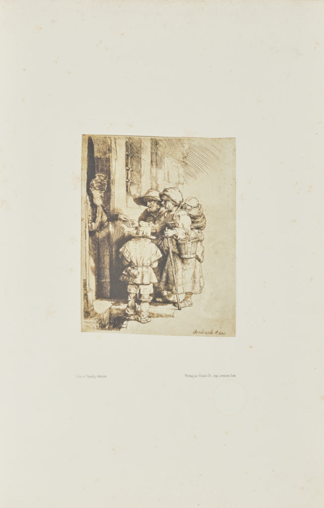 Bisson Frères:[Beggars recieving alms at the door of a hous, Poster Print Wall Art