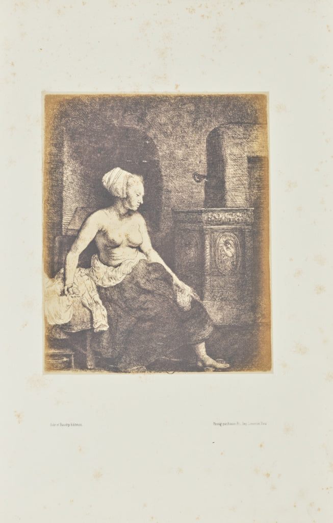 Bisson Frères:[Woman sitting half dressed beside a stove],16x12