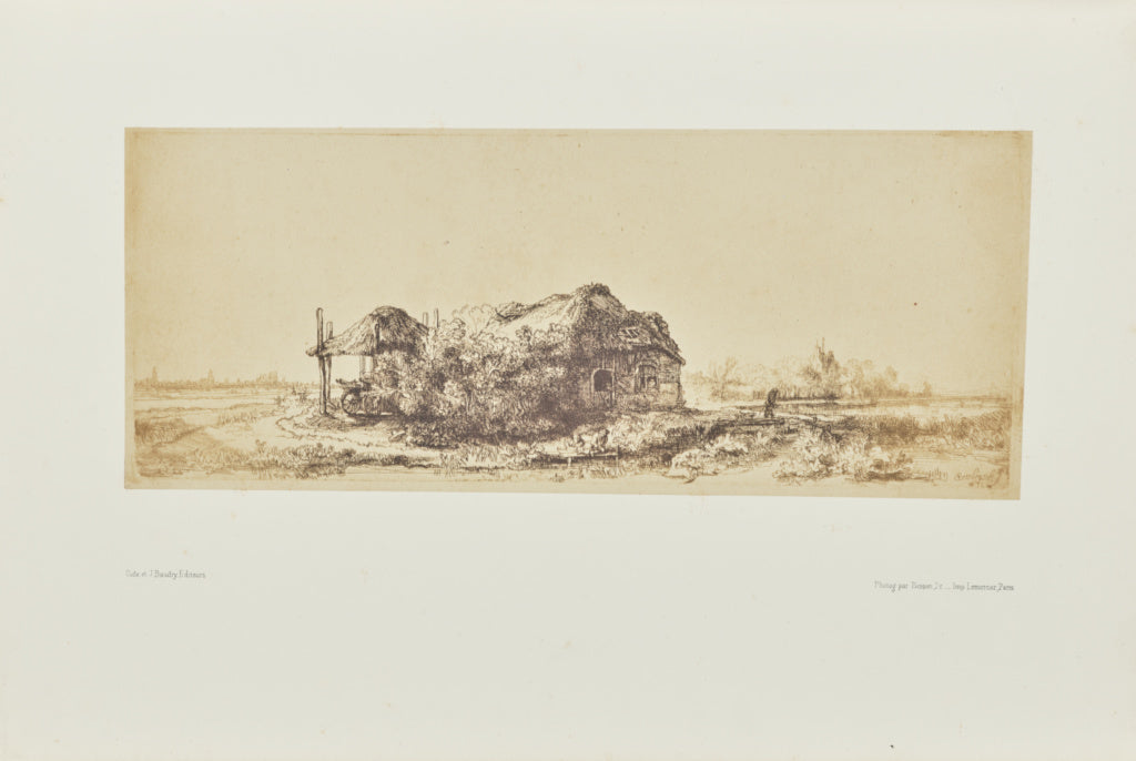 Bisson Frères:[Landscape with a cottage and haybarn: oblong, Poster Print Wall Art