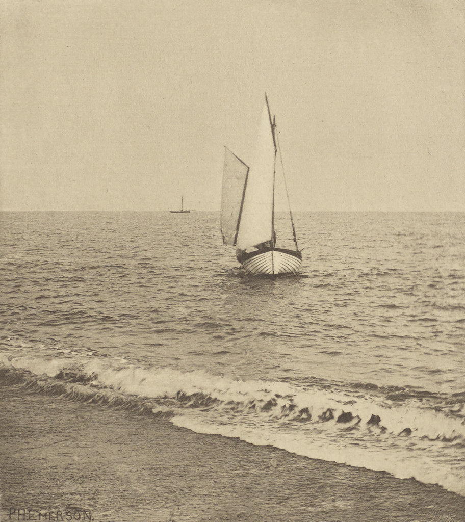 Peter Henry Emerson:A Suffolk Shrimper "Coming Ashore", Poster Print Wall Art