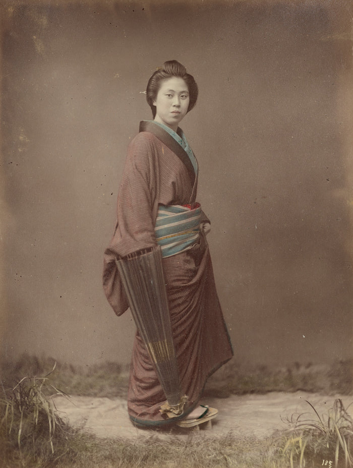 Kusakabe Kimbei:[Woman with Closed Umbrella],16x12