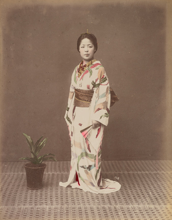 Kusakabe Kimbei:[Woman with Potted Plant],16x12
